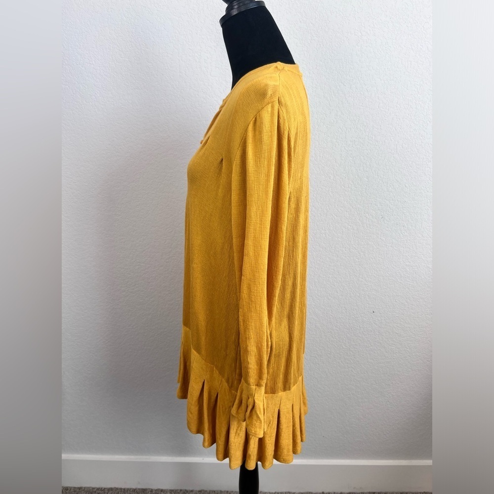 Free People Summer Strutting Yellow Long Sleeve Mini Dress Size Medium - Picture 3 of 11